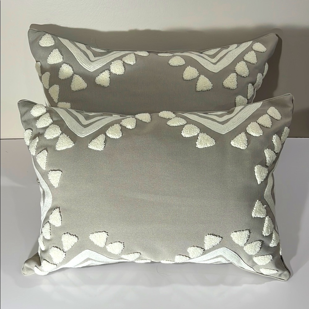 NWOT Boho Accent Pillows Set of 2 Greige/White